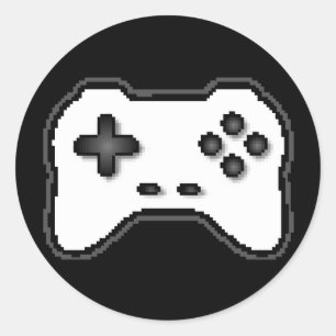 Adesivo Redondo Controle de Jogo Estilo de Jogo Branco Preto de 8