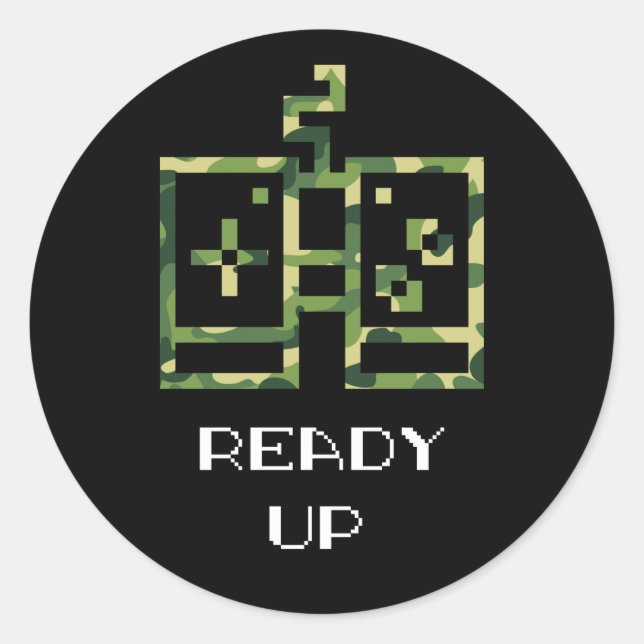 Adesivo Redondo Controle de Vídeo Game Camuflado Pronto Gamer (Frente)