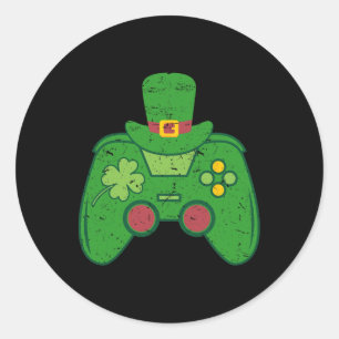 Adesivo Redondo Controle de Video Game Irlandês Gamer Boys St Patr