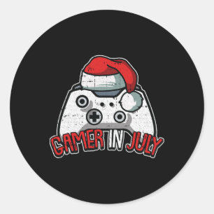Adesivo Redondo Controle De Video-game Natal Do Gamer Em Julho
