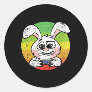 Adesivo Redondo Controle de videogames de caça à pastagem Bunny