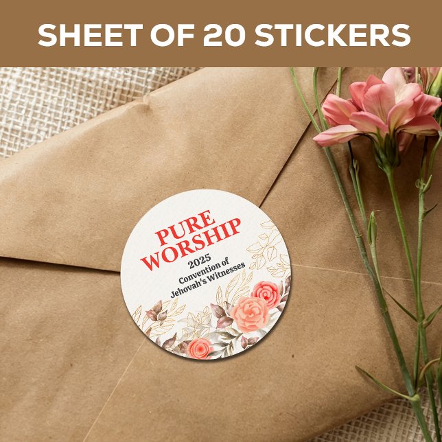 Adesivo Redondo Convenção Adoração Pura JW 2025 Personalizada (Criador carregado)