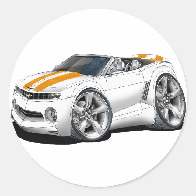 Adesivo Redondo Conversível Camaro Branco-Laranja 2012 (Frente)