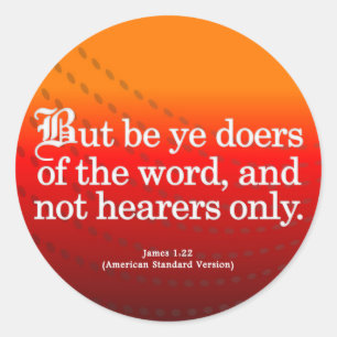 Adesivo Redondo Convite à Ação James 1-22