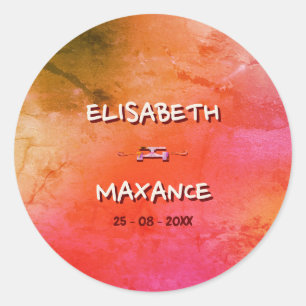 Adesivo Redondo Convite de casamento de skateboard vintage terraco
