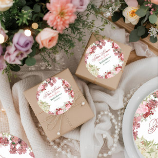 Adesivo Redondo Convite de Chá de Noiva Jardim de Flores