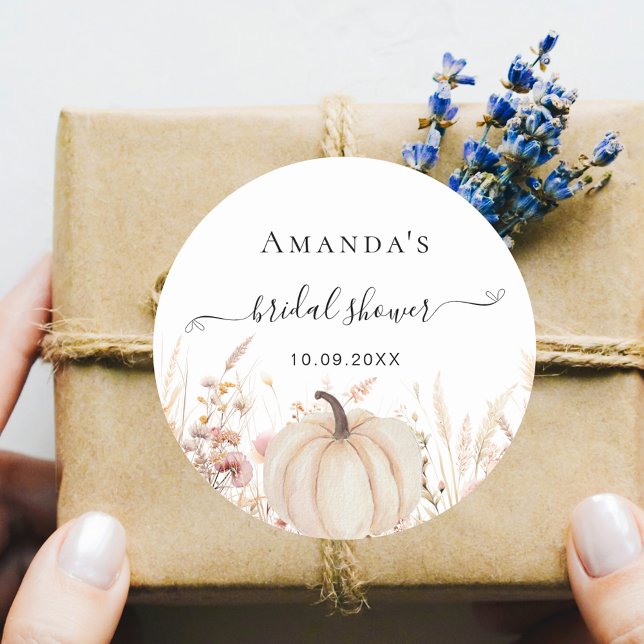 Adesivo Redondo Convite de chá de panela de casamento flores silve (Criador carregado)