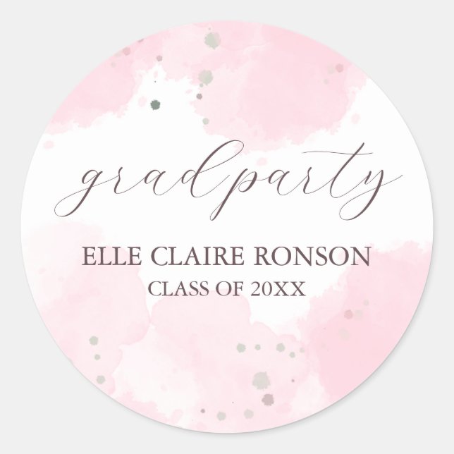 Adesivo Redondo Convite de Festa de formatura Elegance rosa (Frente)