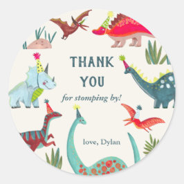 Adesivo Redondo Convite de festas aniversário de criança do Dinoss
