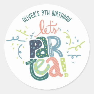 Adesivo Redondo Convite de festas de Aniversário de criança do Par