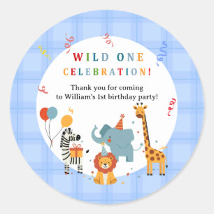 Adesivo Redondo Convite de Primeiro Aniversário Wild One