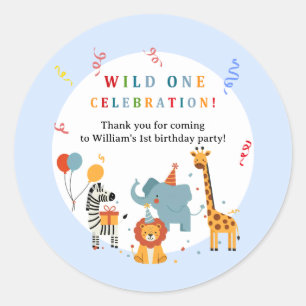 Adesivo Redondo Convite de Primeiro Aniversário Wild One