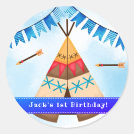 Adesivo Redondo Convite de um primeiro aniversariante selvagem