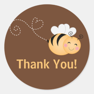 Adesivo Redondo Convite moderno bonito do chá de fraldas da abelh