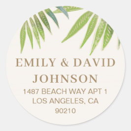 Adesivo Redondo Convite para Casamento de Palmeiras de Verão esplê