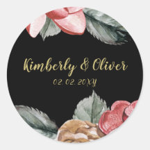 Convite para Casamento Floral de Marsala Black