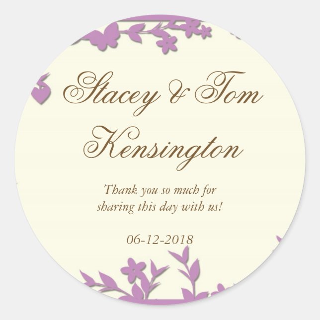 Adesivo Redondo Convite Para Casamento Papel Picado - Doves Adoráv (Frente)