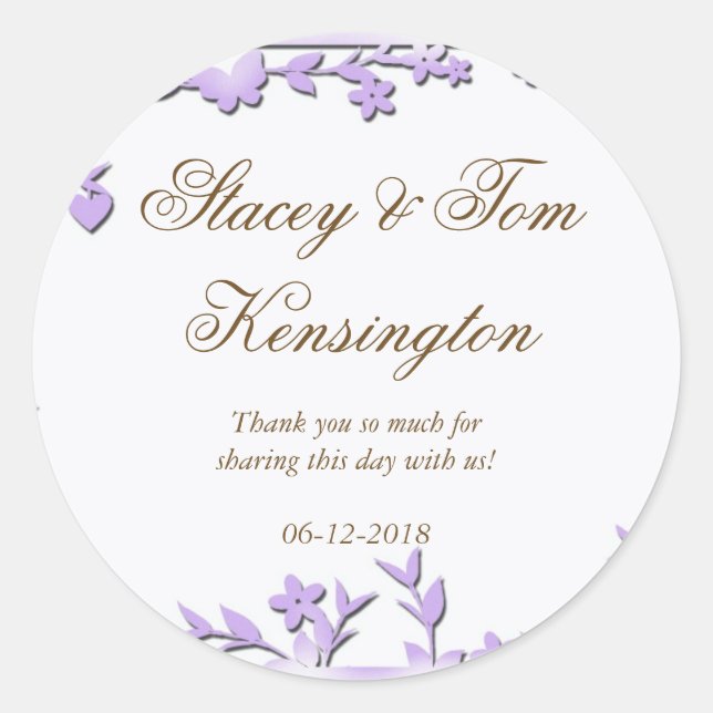 Adesivo Redondo Convite Para Casamento Papel Picado - Doves Adoráv (Frente)