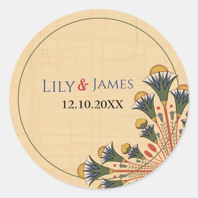 Adesivo Redondo Convite para o casamento Patrimônio faraônico em p (Frente)