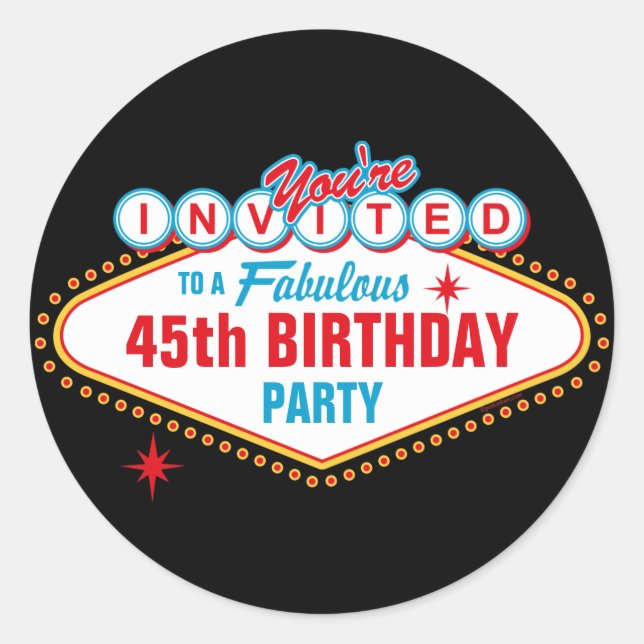 Adesivo Redondo Convite Personalizado De Las Vegas (Frente)