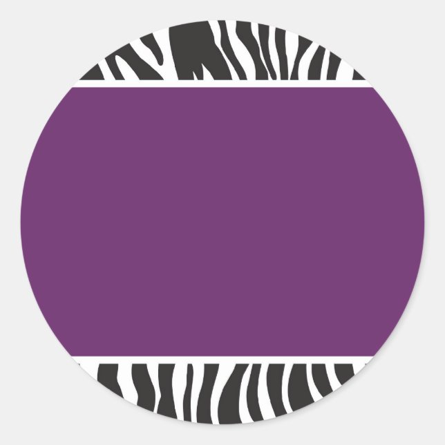 Adesivo Redondo Convite Zebra Roxo (Frente)