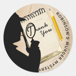 Adesivo Redondo Convites de festas Misteriosos de Assassinato de V