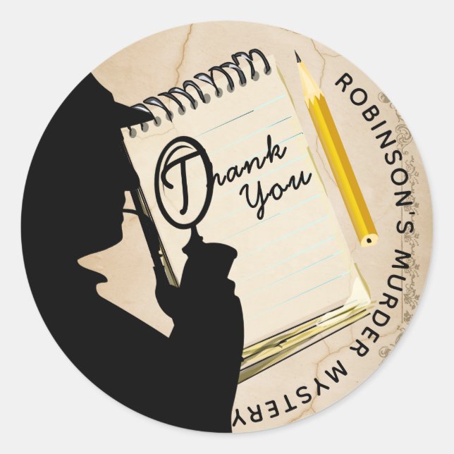 Adesivo Redondo Convites de festas Misteriosos de Assassinato de V (Frente)