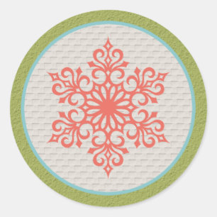 Adesivo Redondo Convites de Natal Snowflake Selos de Envelope