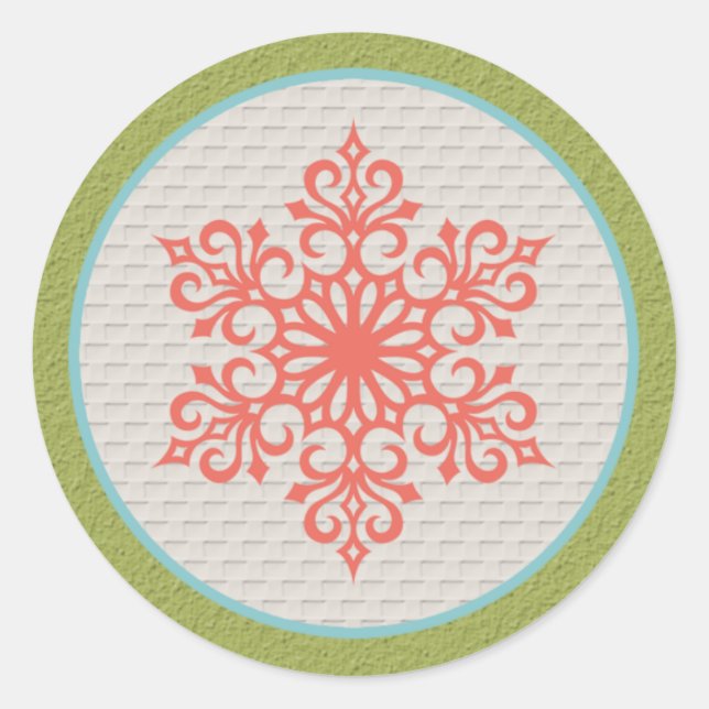 Adesivo Redondo Convites de Natal Snowflake Selos de Envelope (Frente)