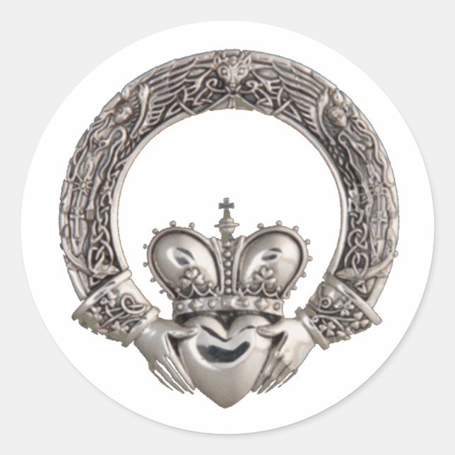 Adesivo Redondo Convites para Casamento Claddagh Envelope Selos (Frente)