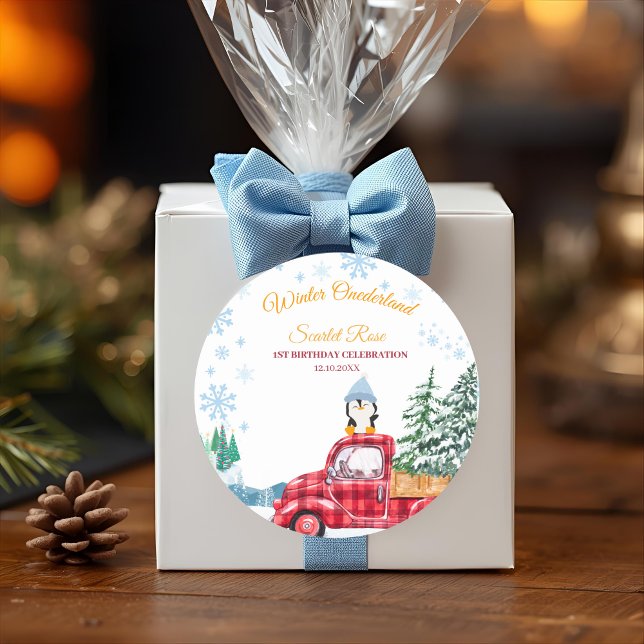 Adesivo Redondo convites para primeiros aniversarios invernais (Criador carregado)