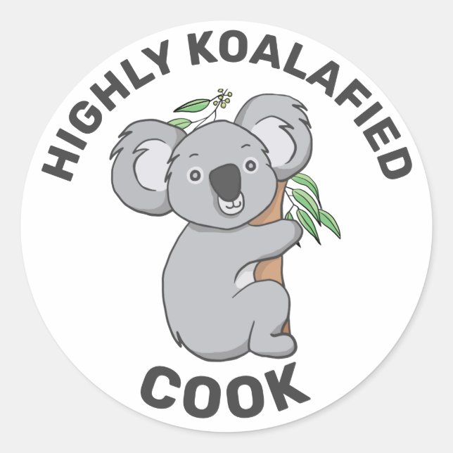 Adesivo Redondo Cook Qualificado Altamente Koalafied Koala (Frente)