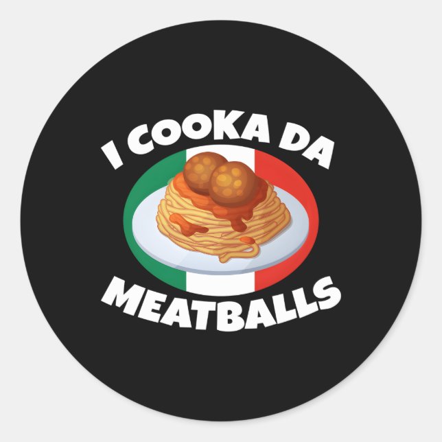 Adesivo Redondo Cooka Da Meatball - Comida Italiana Slang (Frente)