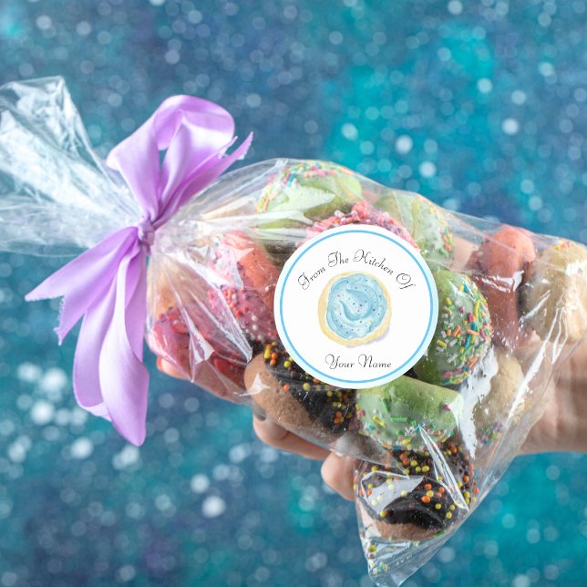Adesivo Redondo Cookie Azul De Açúcar Da Cozinha De (Criador carregado)
