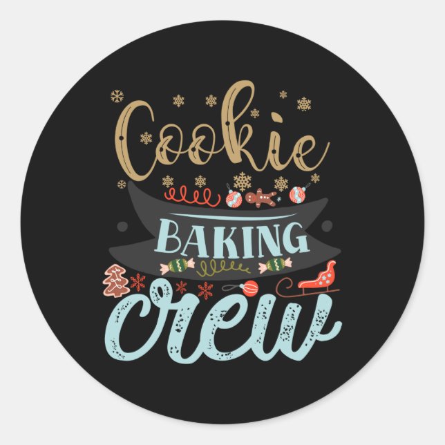 Adesivo Redondo Cookie Baking Crew Christmas Holiday Family T Shir (Frente)