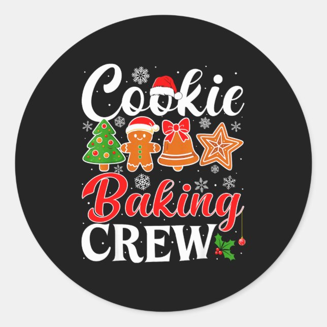 Adesivo Redondo Cookie Baking Crew Gingerbread Xmas Holiday Cookie (Frente)