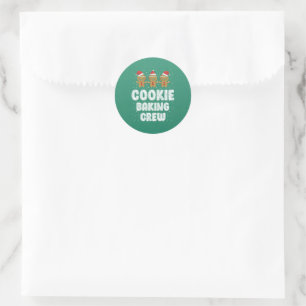 Adesivo Redondo Cookie Baking Crew Shirt Christmas Family Gingerbr