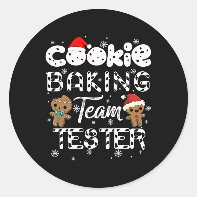 Adesivo Redondo Cookie Baking Team Tester Gingerpão Natal (Frente)