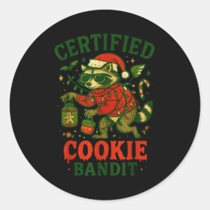 Adesivo Redondo Cookie Bandit Certificado, Luzes de Natal Engraçad