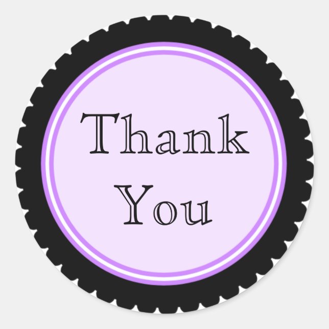 Adesivo Redondo Cookie Cut Black Purple Obrigado Stickers (Frente)