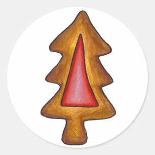 Adesivo Redondo Cookie de Natal de Árvore de Vidro Vermelho