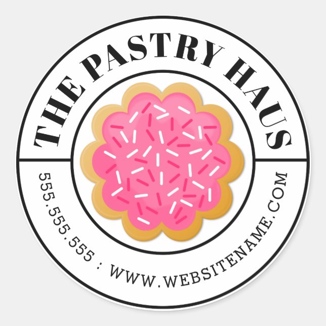 Adesivo Redondo Cookie elegante e texto curvo (Frente)