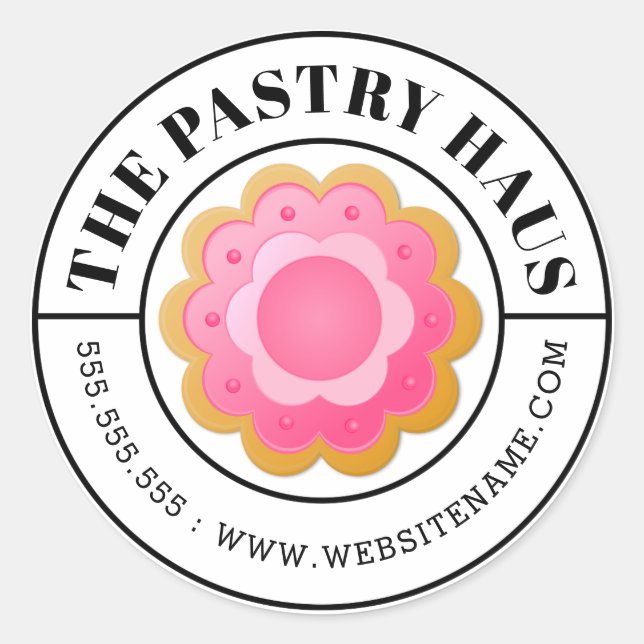 Adesivo Redondo Cookie elegante e texto curvo (Frente)