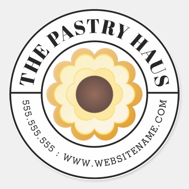 Adesivo Redondo Cookie elegante e texto curvo (Frente)