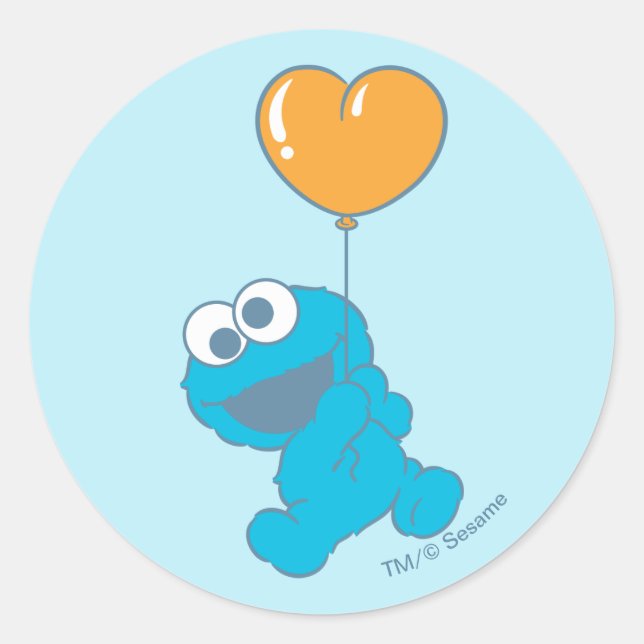 Adesivo Redondo Cookie Monster Heart Balloon (Frente)