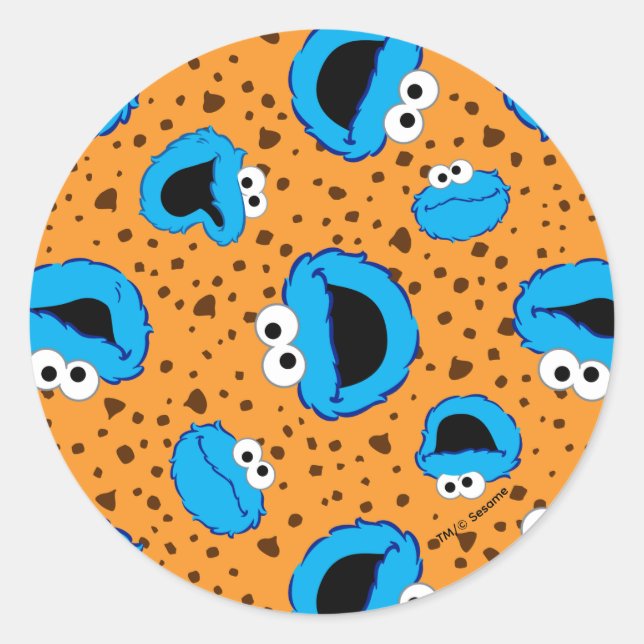 Adesivo Redondo Cookie Monster on Cookie Pattern (Frente)