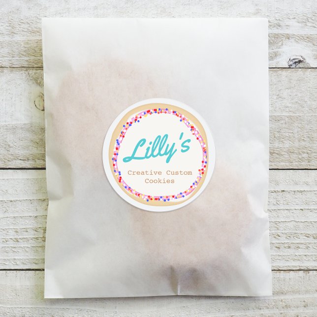 Adesivo Redondo Cookie Personalizado de Bakery Personalizado (Criador carregado)