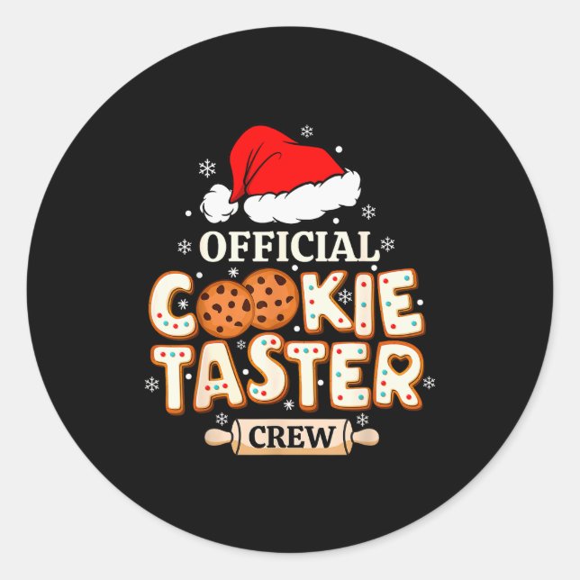 Adesivo Redondo Cookie Taster Crew, Funny Christmas Baking Team  (Frente)