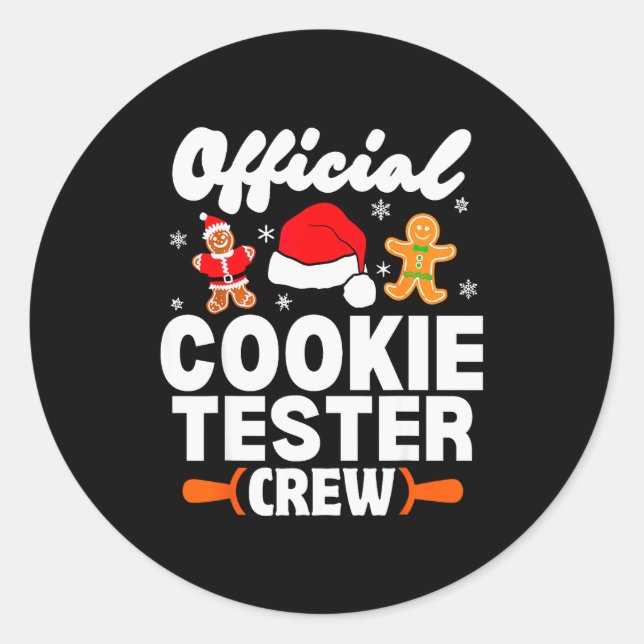 Adesivo Redondo Cookie Tester Crew Christmas Baking Xmas Pajamas  (Frente)