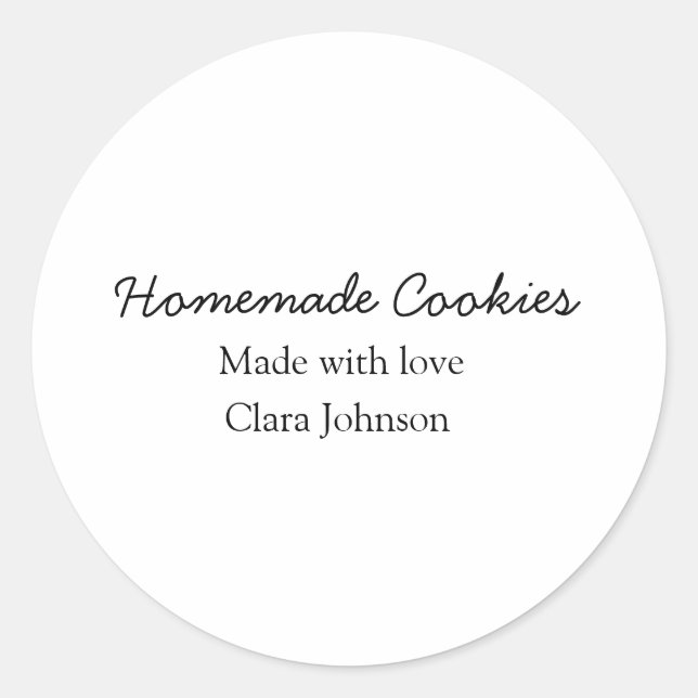Adesivo Redondo Cookiers caseiros adicione seu nome de texto jogan (Frente)